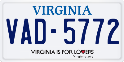 VA license plate VAD5772