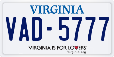 VA license plate VAD5777