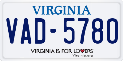 VA license plate VAD5780