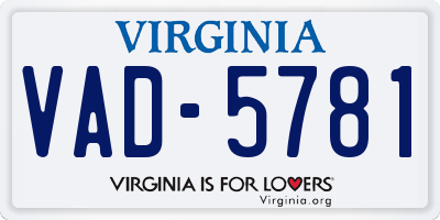 VA license plate VAD5781