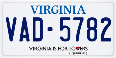 VA license plate VAD5782