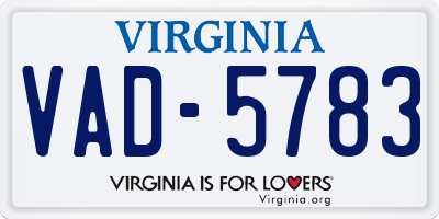 VA license plate VAD5783