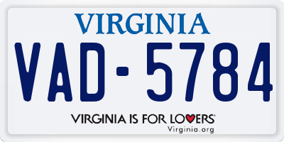 VA license plate VAD5784