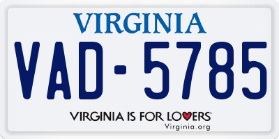 VA license plate VAD5785