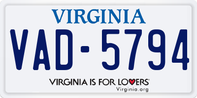 VA license plate VAD5794