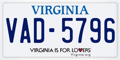 VA license plate VAD5796