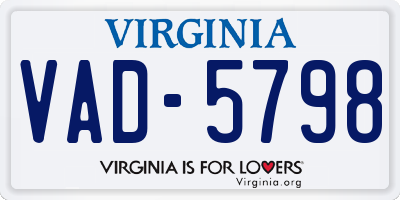 VA license plate VAD5798