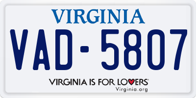 VA license plate VAD5807