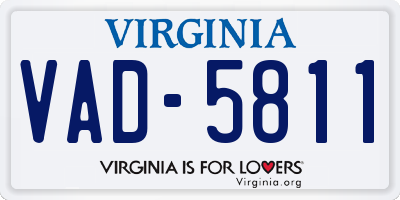 VA license plate VAD5811