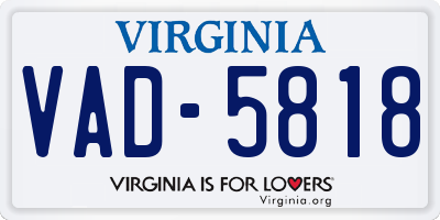 VA license plate VAD5818