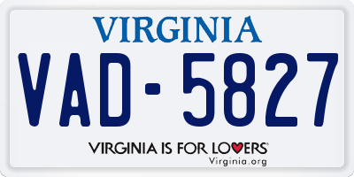 VA license plate VAD5827