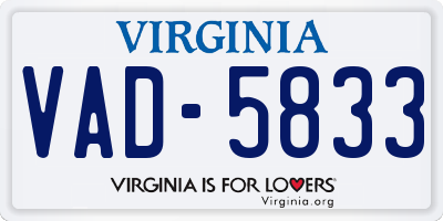 VA license plate VAD5833