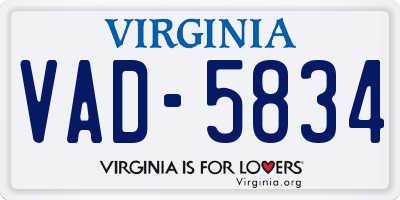 VA license plate VAD5834