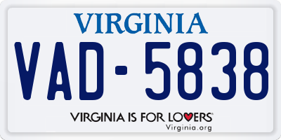 VA license plate VAD5838