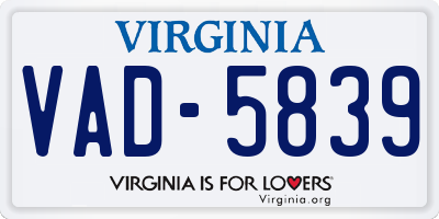 VA license plate VAD5839