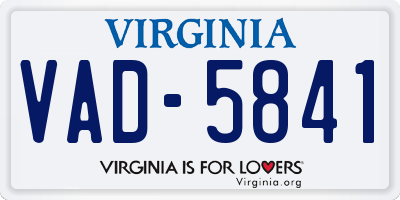 VA license plate VAD5841