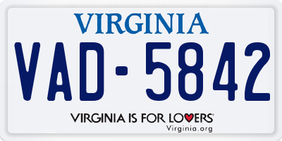 VA license plate VAD5842