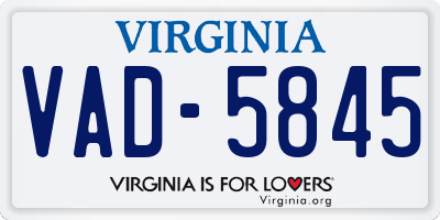 VA license plate VAD5845