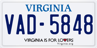 VA license plate VAD5848