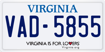 VA license plate VAD5855