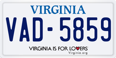 VA license plate VAD5859