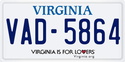 VA license plate VAD5864