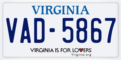 VA license plate VAD5867