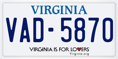 VA license plate VAD5870