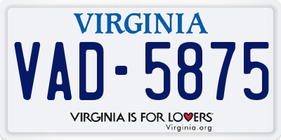 VA license plate VAD5875