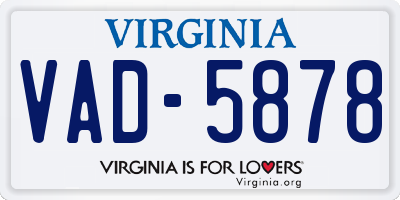 VA license plate VAD5878