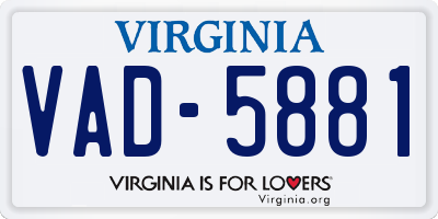VA license plate VAD5881