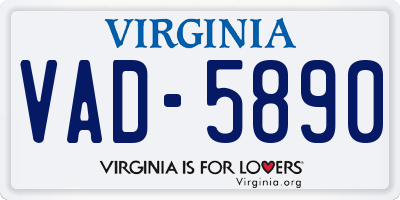 VA license plate VAD5890