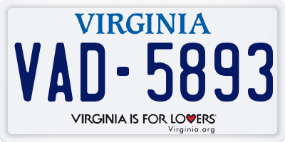 VA license plate VAD5893