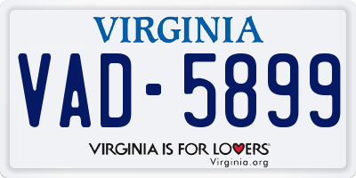 VA license plate VAD5899