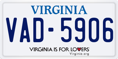 VA license plate VAD5906