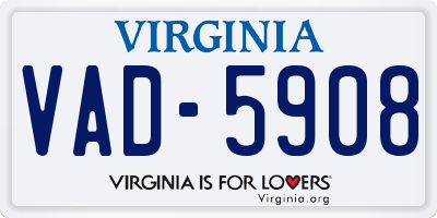 VA license plate VAD5908
