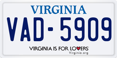 VA license plate VAD5909