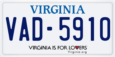 VA license plate VAD5910