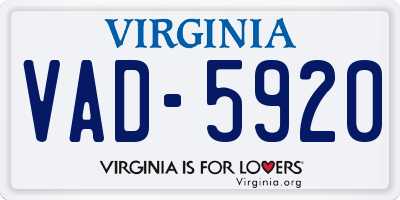 VA license plate VAD5920