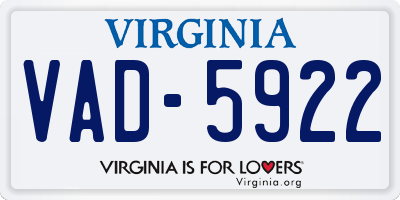 VA license plate VAD5922