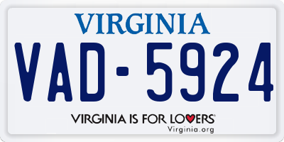 VA license plate VAD5924