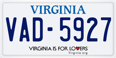 VA license plate VAD5927