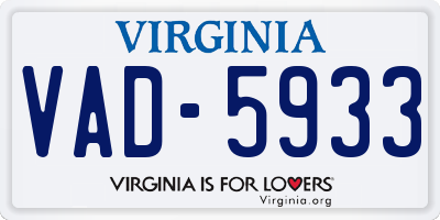 VA license plate VAD5933