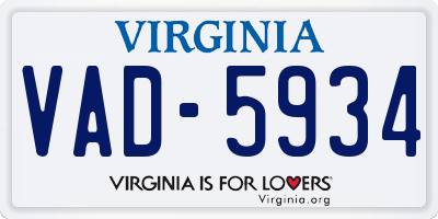 VA license plate VAD5934