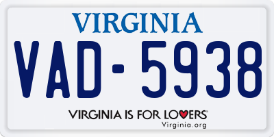 VA license plate VAD5938