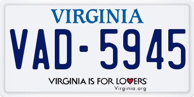 VA license plate VAD5945
