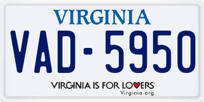 VA license plate VAD5950