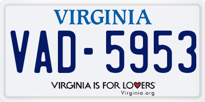 VA license plate VAD5953