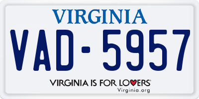 VA license plate VAD5957