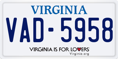 VA license plate VAD5958